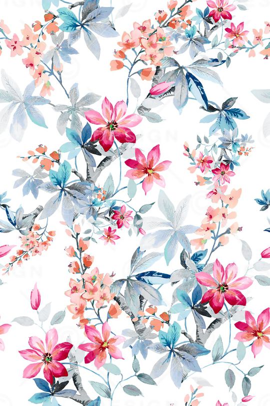 清爽底花卉印花华亿平台图片