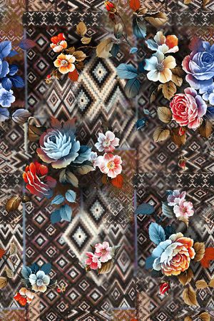 民族花卉印花华亿平台图片