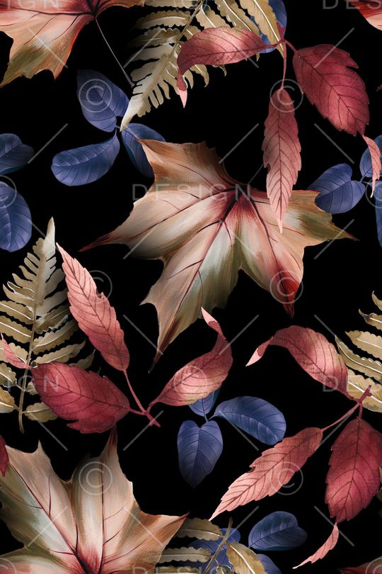 黑底花卉印花华亿平台图片