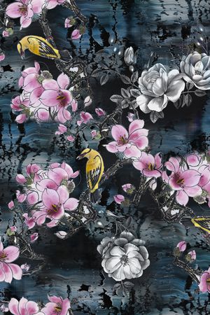 花鸟印花华亿平台图片