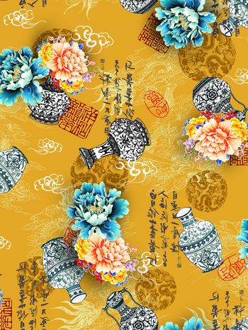 彩底花卉印花华亿平台图片