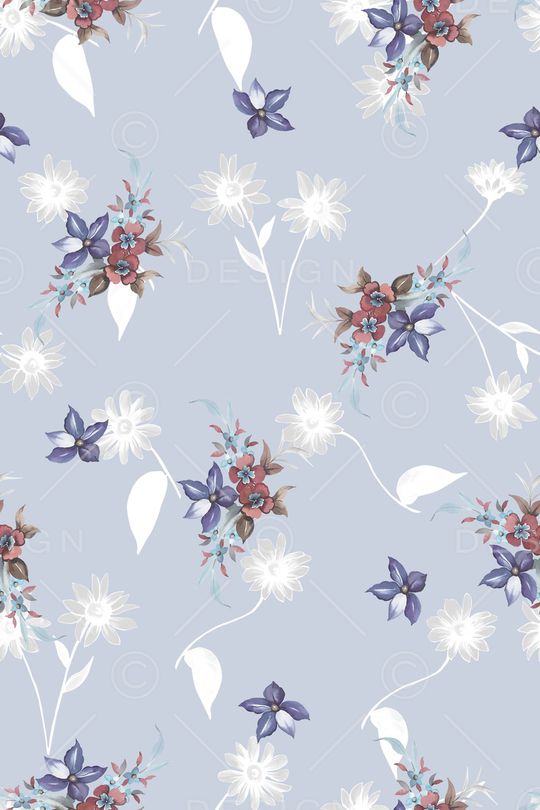 清爽底花卉印花华亿平台图片