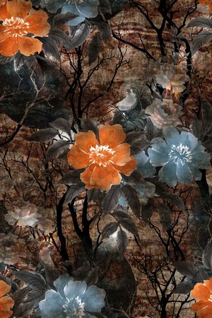 花鸟印花华亿平台图片