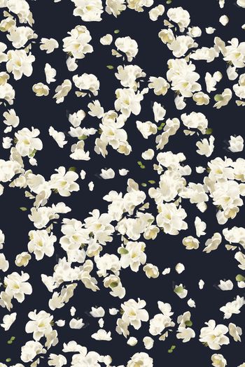 黑底花卉印花华亿平台图片