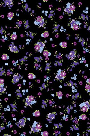 黑底花卉印花华亿平台图片