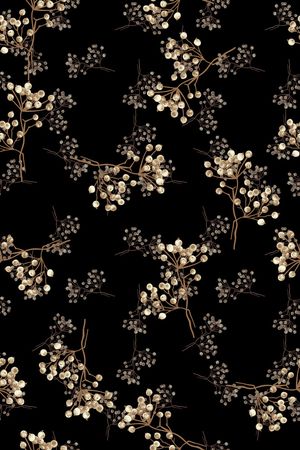 黑底花卉印花华亿平台图片