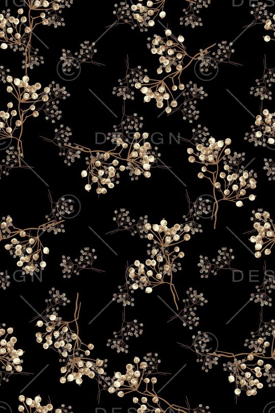 黑底花卉印花华亿平台图片