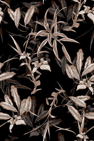 黑底花卉印花华亿平台图片