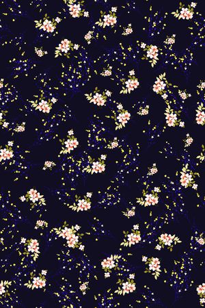 黑底花卉印花华亿平台图片