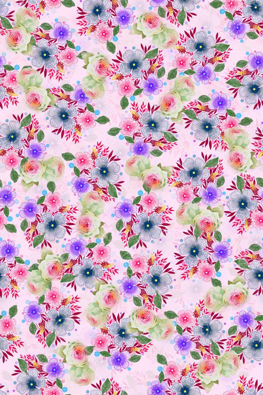 清爽底花卉印花华亿平台图片