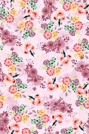 清爽底花卉印花华亿平台图片