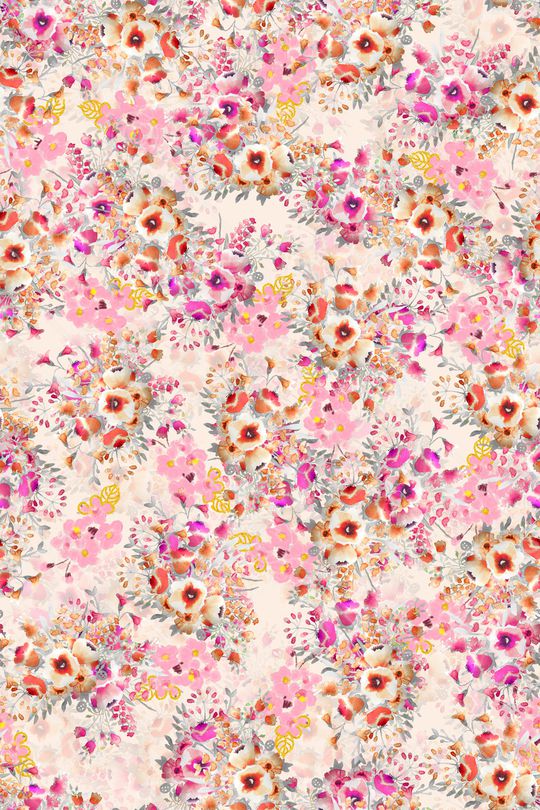 清爽底花卉印花华亿平台图片