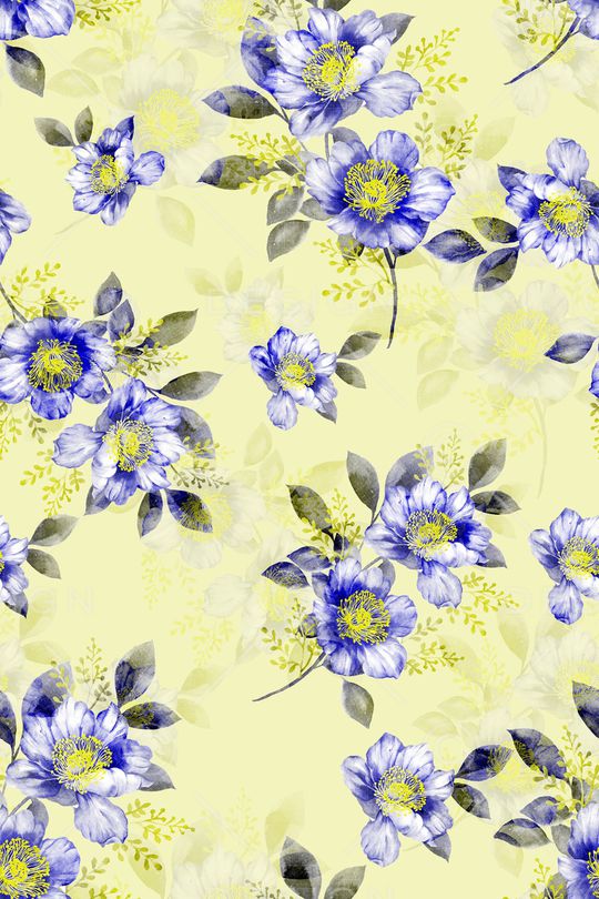 清爽底花卉印花华亿平台图片