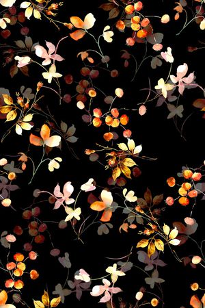 黑底花卉印花华亿平台图片