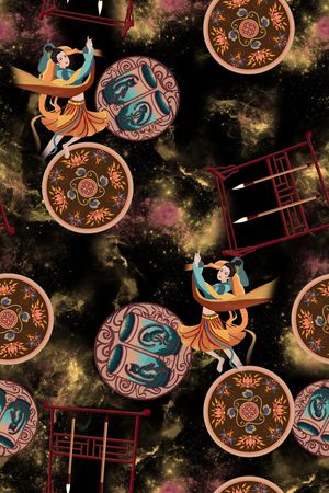 连衣裙印花华亿平台图片