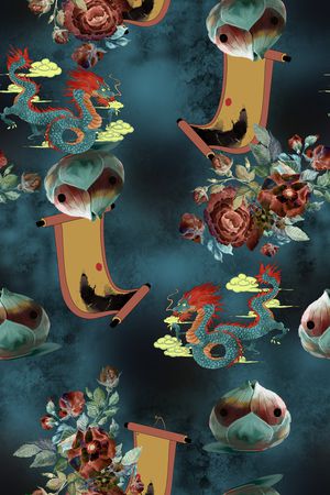 连衣裙印花华亿平台图片