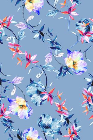 清爽底花卉印花华亿平台图片