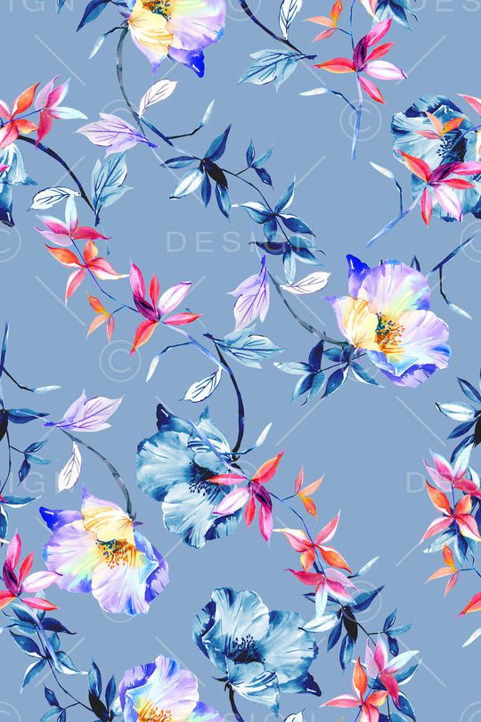 清爽底花卉印花华亿平台图片