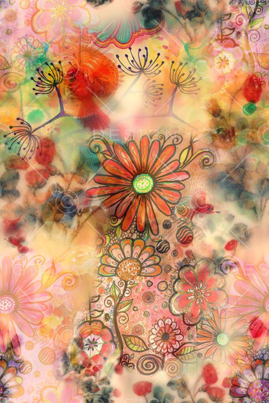 抽象花卉印花华亿平台图片