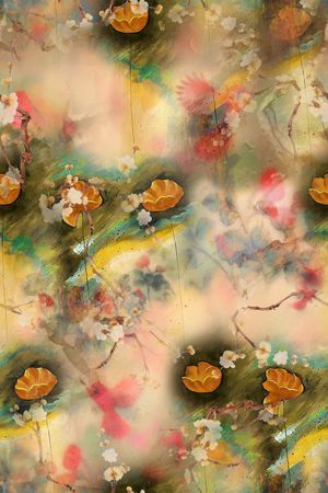 抽象花卉印花华亿平台图片