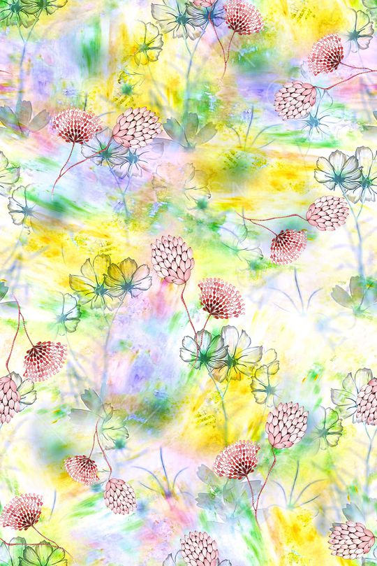 抽象花卉印花华亿平台图片