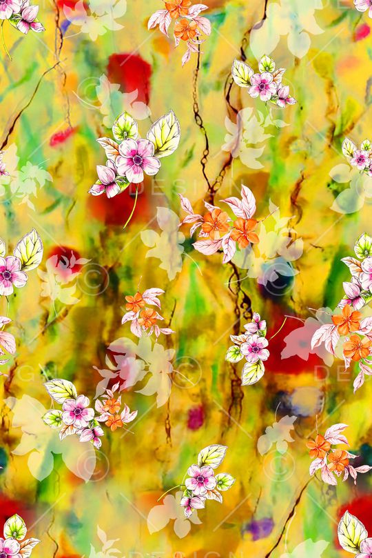 抽象花卉印花华亿平台图片