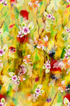 抽象花卉印花华亿平台图片