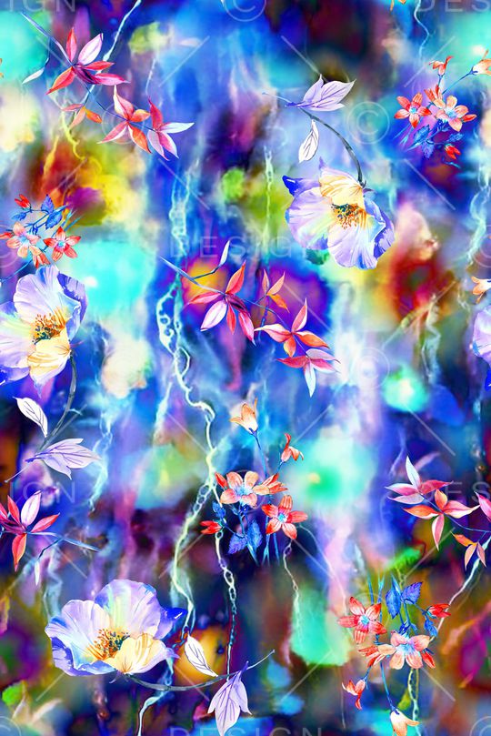 抽象花卉印花华亿平台图片