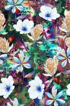 抽象花卉印花华亿平台图片