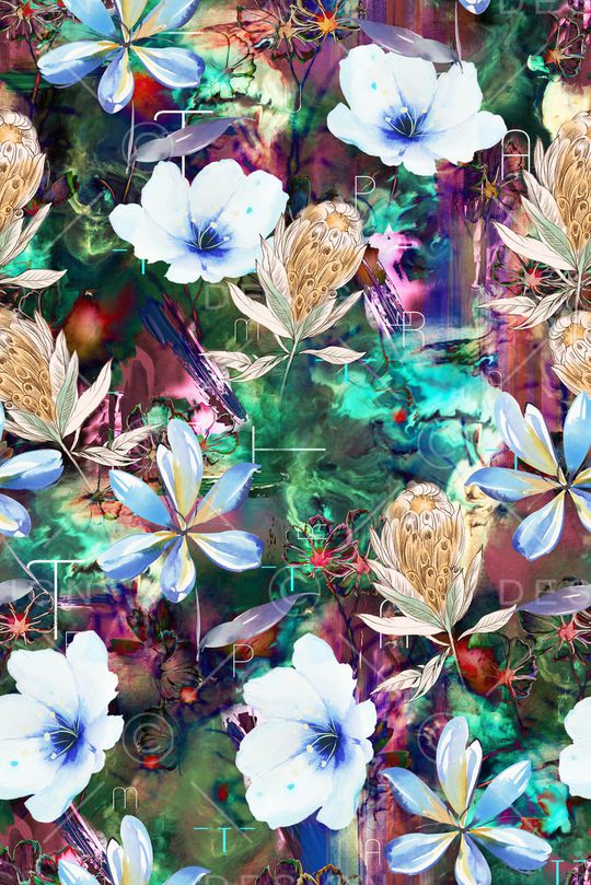 抽象花卉印花华亿平台图片