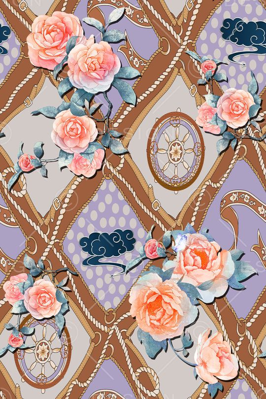 几何花卉印花华亿平台图片