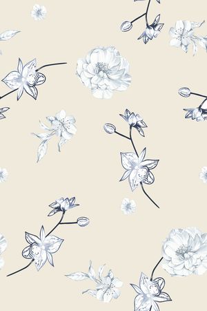 清爽底花卉印花华亿平台图片