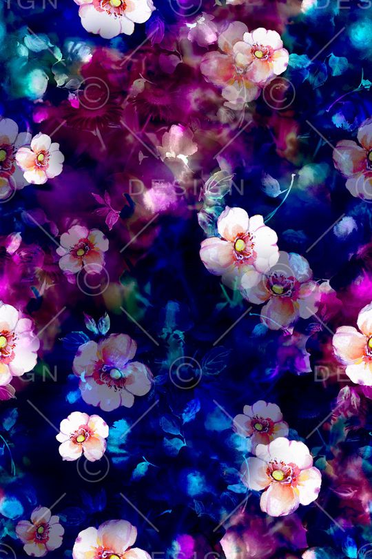 黑底花卉印花华亿平台图片