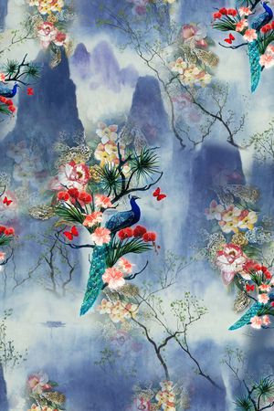 中国风印花华亿平台图片