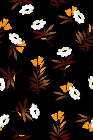 黑底花卉印花华亿平台图片