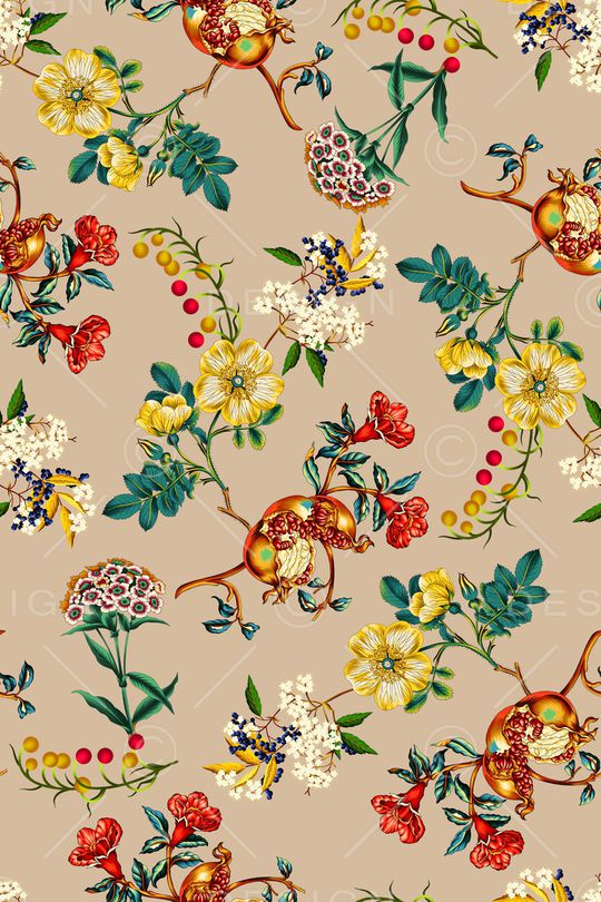 清爽底花卉印花华亿平台图片