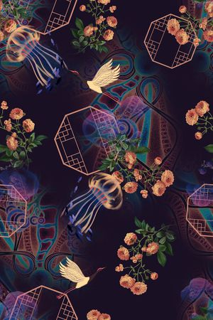 连衣裙印花华亿平台图片