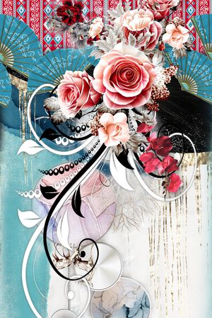 几何花卉印花华亿平台图片