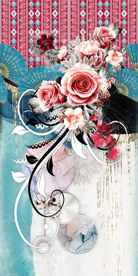 几何花卉印花华亿平台图片