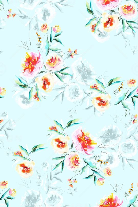 清爽底花卉印花华亿平台图片