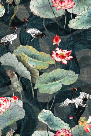 荷花印花华亿平台图片