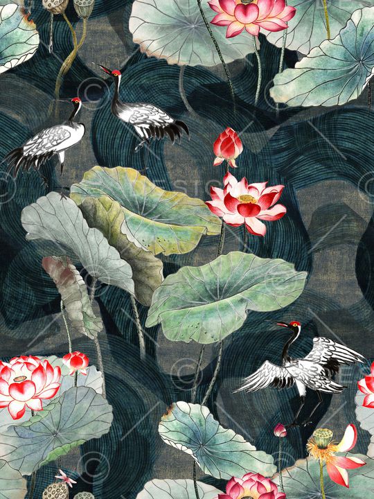 荷花印花华亿平台图片