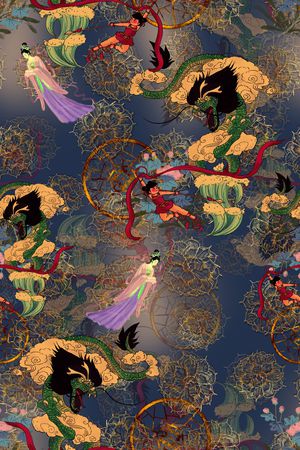 连衣裙印花华亿平台图片