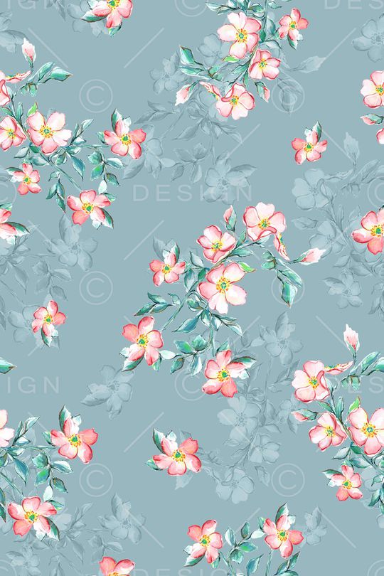 清爽底花卉印花华亿平台图片