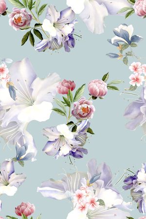 清爽底花卉印花华亿平台图片