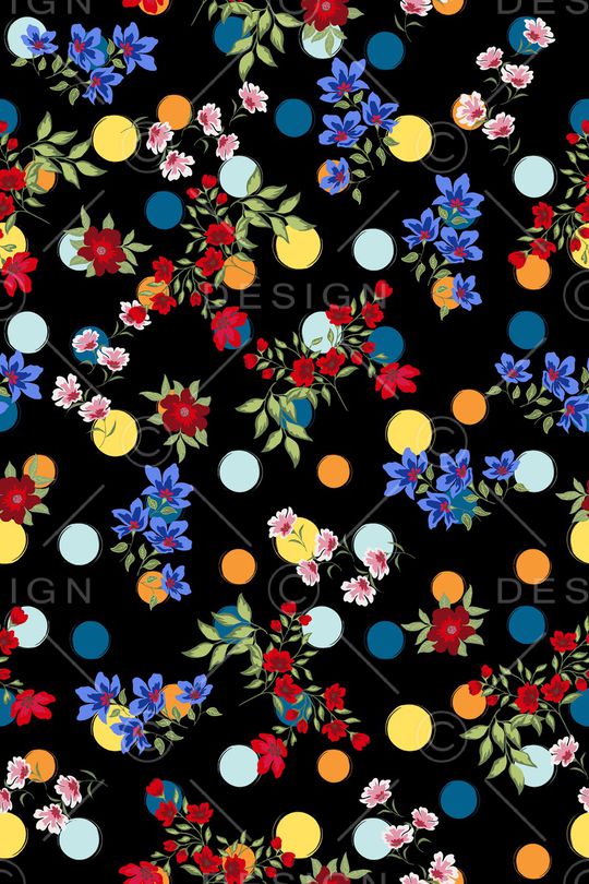 清爽底花卉印花华亿平台图片