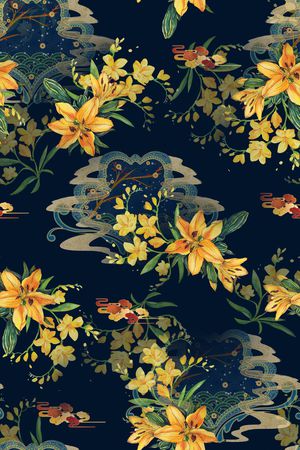 民族花卉印花华亿平台图片