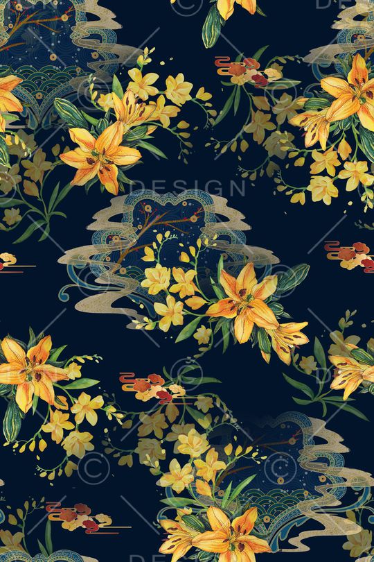 民族花卉印花华亿平台图片