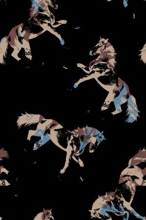 黑底花卉印花华亿平台图片