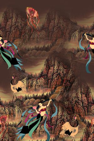 连衣裙印花华亿平台图片